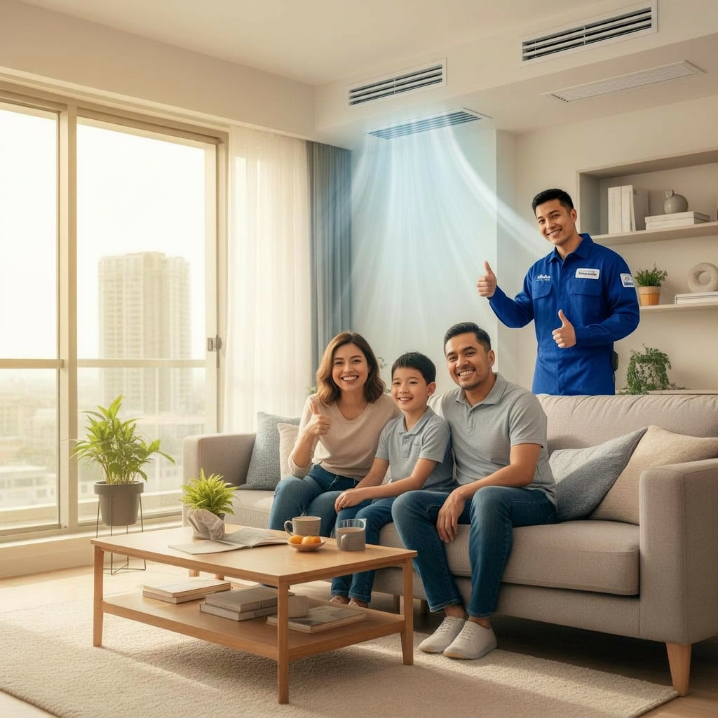Happy condominium residents enjoying year-round comfort